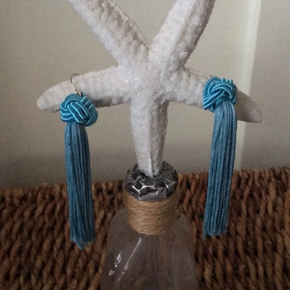 Jewelry - Turquoise knotted tassel earrings Jewelry - Turquoise knotted tassel earrings